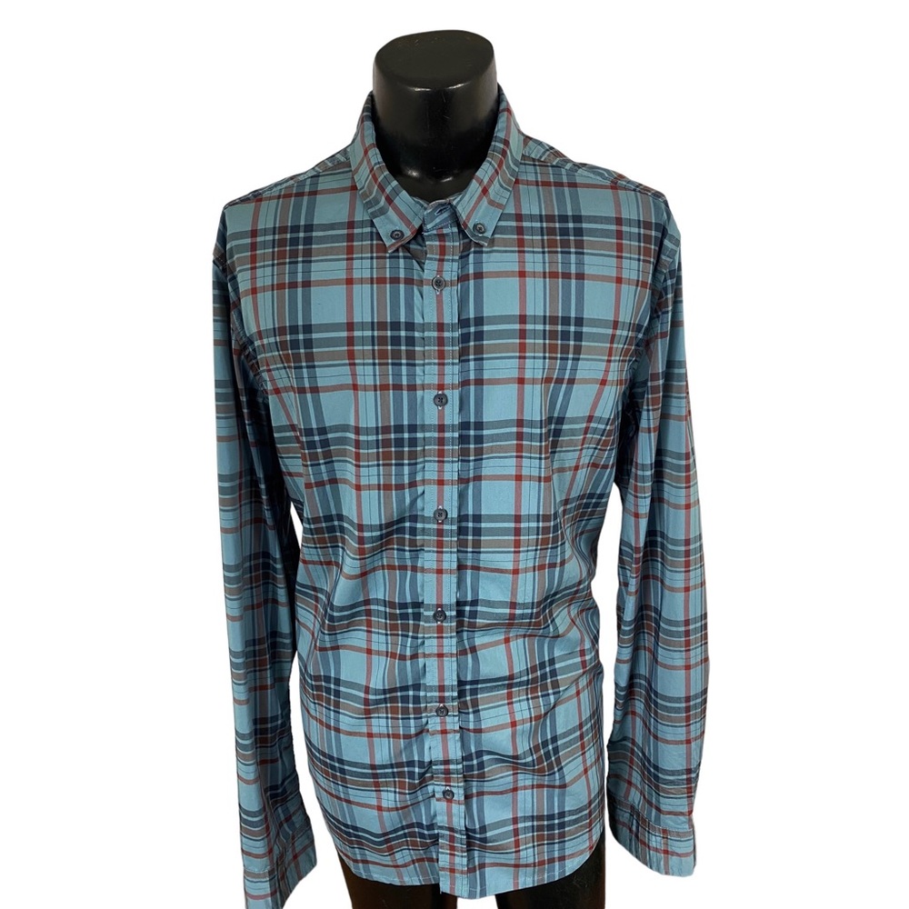 Prana Men's Breathe Light Button Down Shirt Fishing Outdoor Plaid Blue XL